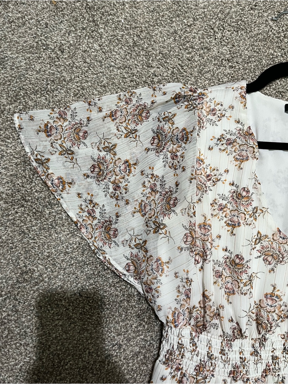 Express Floral Maxi Dress Smocked Waist Lined Flutter Sleeves V-Neck Cottagecore - Picture 9 of 13